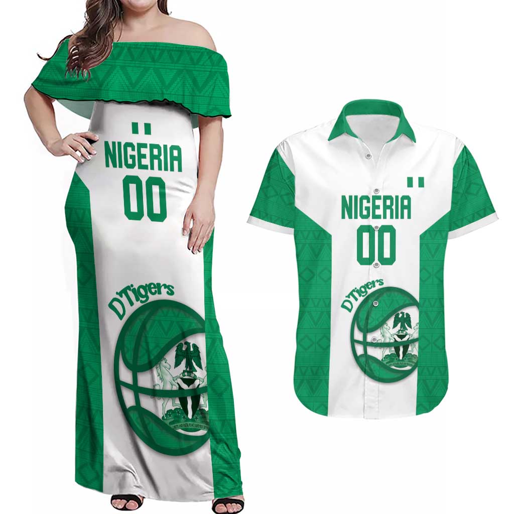 Nigeria Basketball Custom Couples Matching Off Shoulder Maxi Dress and Hawaiian Shirt Come On Tigers - Wonder Print Shop