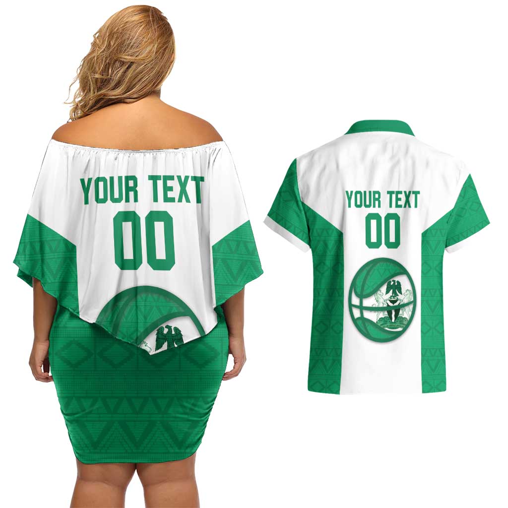 Nigeria Basketball Custom Couples Matching Off Shoulder Short Dress and Hawaiian Shirt Come On Tigers - Wonder Print Shop