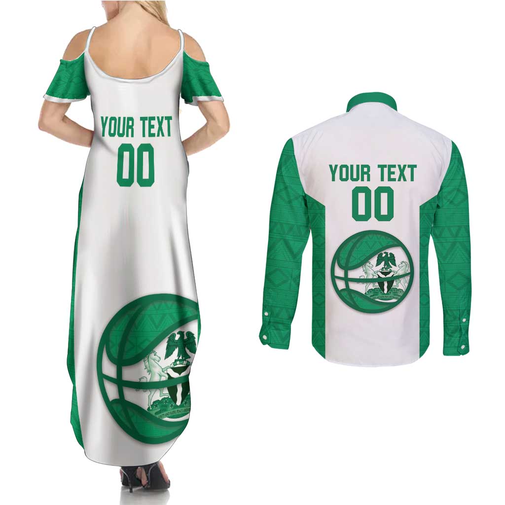 Nigeria Basketball Custom Couples Matching Summer Maxi Dress and Long Sleeve Button Shirt Come On Tigers - Wonder Print Shop