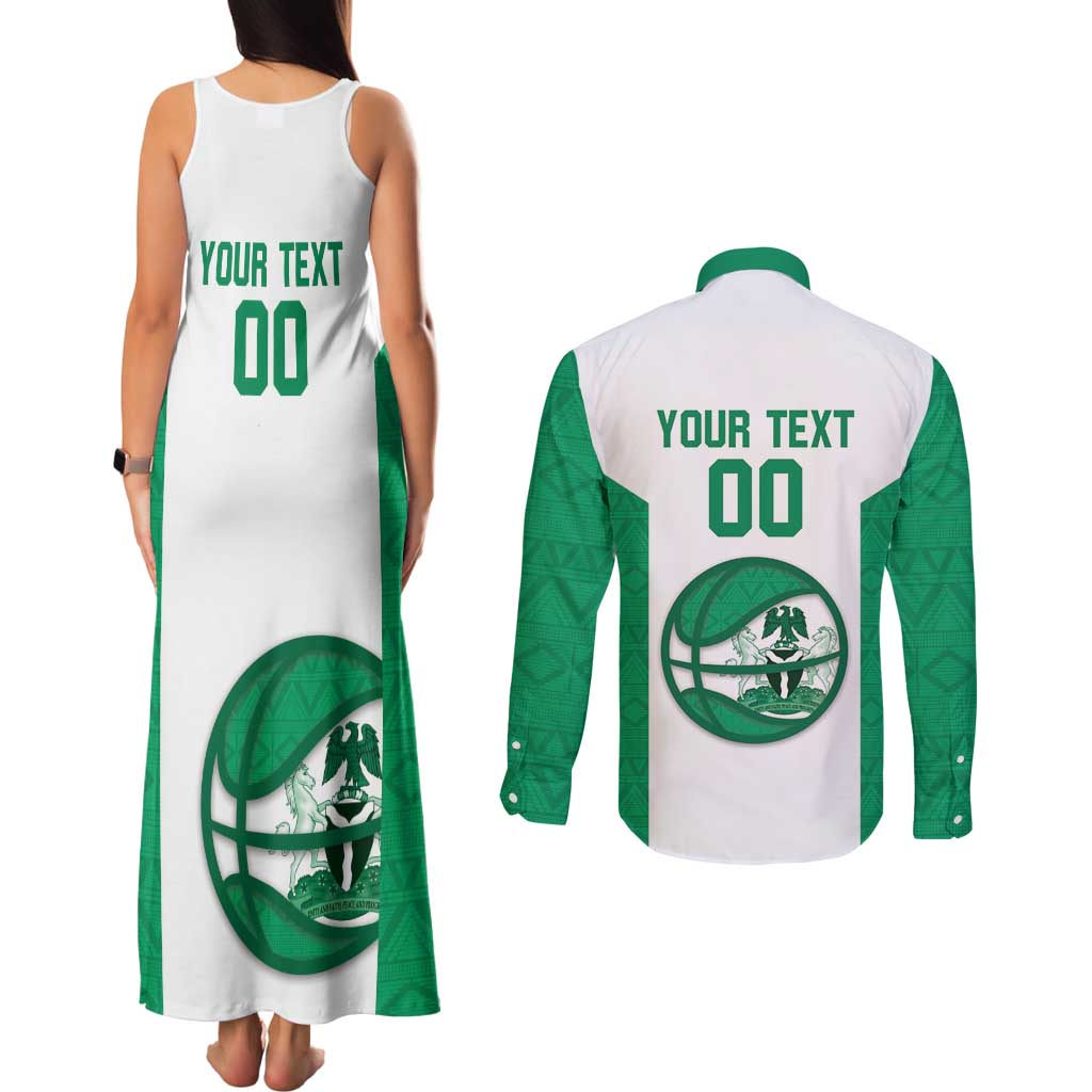 Nigeria Basketball Custom Couples Matching Tank Maxi Dress and Long Sleeve Button Shirt Come On Tigers - Wonder Print Shop
