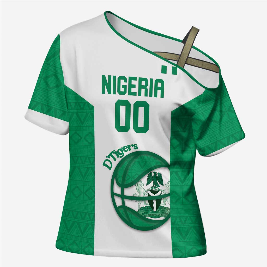 Nigeria Basketball Custom Cross Shoulder Shirt Come On Tigers - Wonder Print Shop