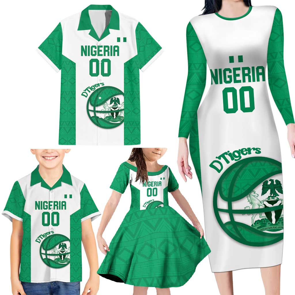 Nigeria Basketball Custom Family Matching Long Sleeve Bodycon Dress and Hawaiian Shirt Come On Tigers - Wonder Print Shop