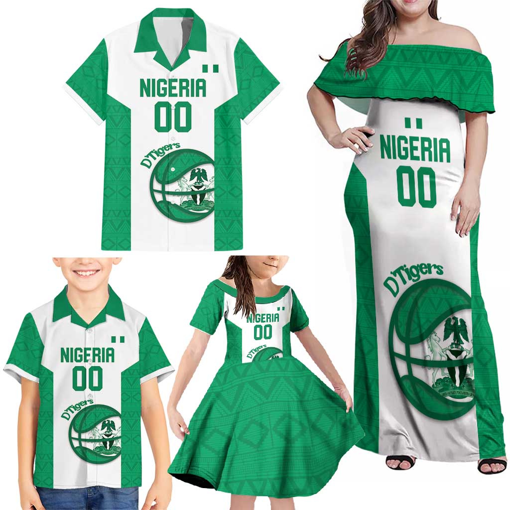Nigeria Basketball Custom Family Matching Off Shoulder Maxi Dress and Hawaiian Shirt Come On Tigers - Wonder Print Shop