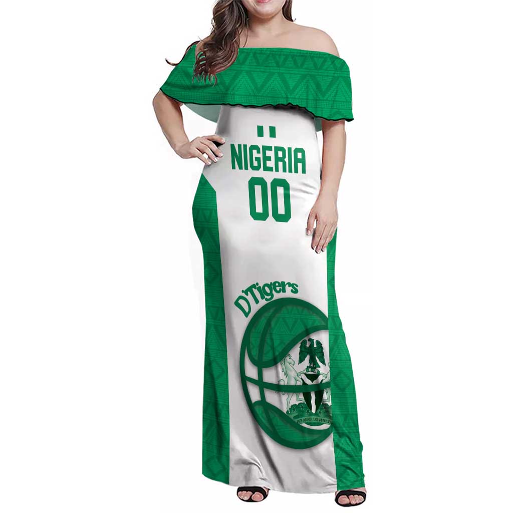 Nigeria Basketball Custom Family Matching Off Shoulder Maxi Dress and Hawaiian Shirt Come On Tigers - Wonder Print Shop
