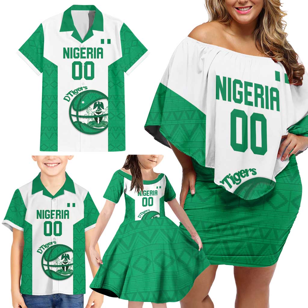 Nigeria Basketball Custom Family Matching Off Shoulder Short Dress and Hawaiian Shirt Come On Tigers - Wonder Print Shop