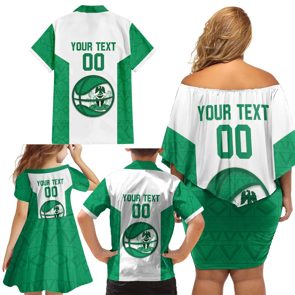 Nigeria Basketball Custom Family Matching Off Shoulder Short Dress and Hawaiian Shirt Come On Tigers - Wonder Print Shop