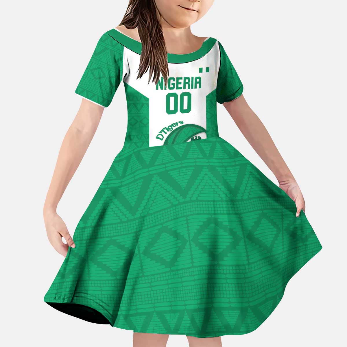 Nigeria Basketball Custom Kid Short Sleeve Dress Come On Tigers - Wonder Print Shop