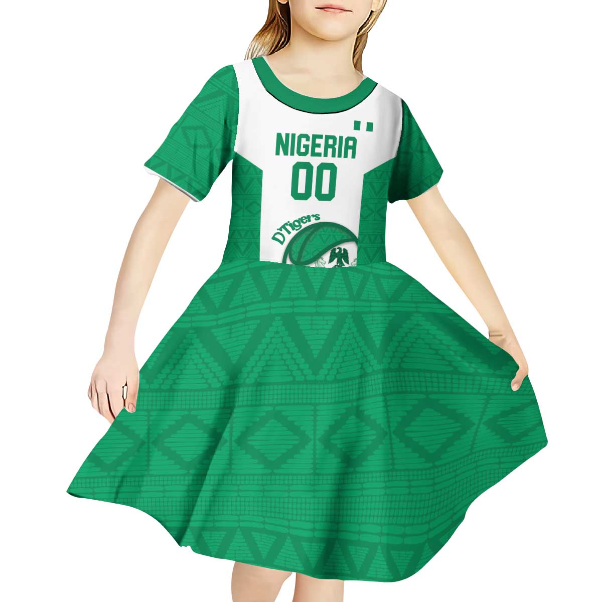 Nigeria Basketball Custom Kid Short Sleeve Dress Come On Tigers - Wonder Print Shop