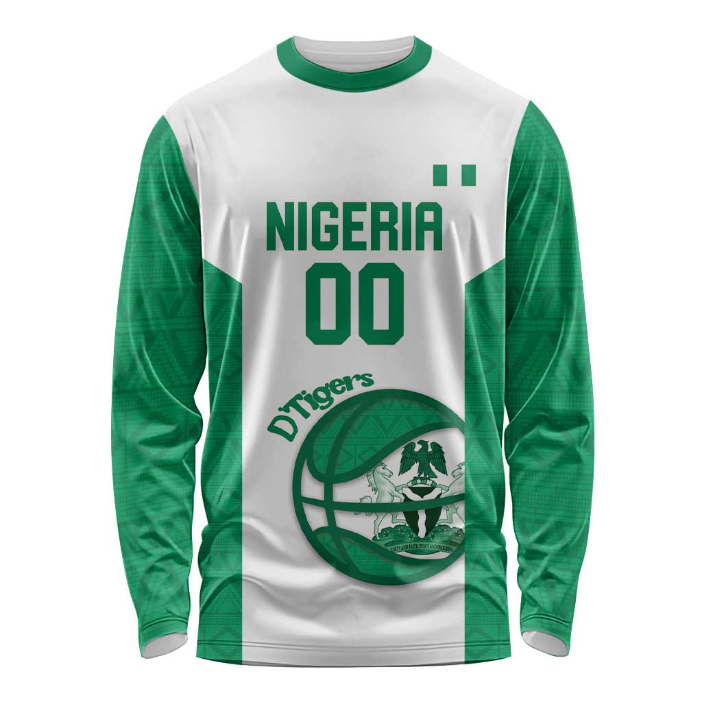 Nigeria Basketball Custom Long Sleeve Shirt Come On Tigers - Wonder Print Shop