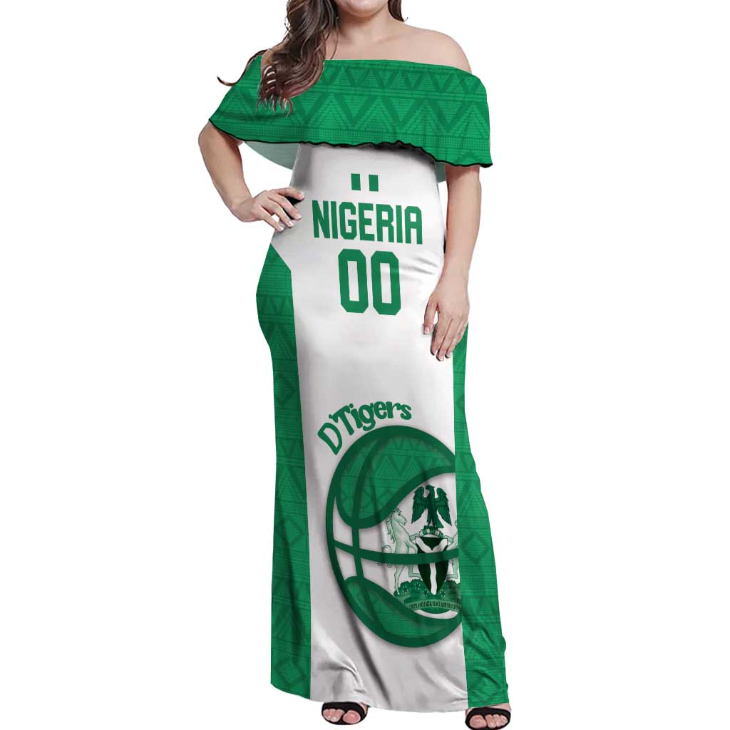 Nigeria Basketball Custom Off Shoulder Maxi Dress Come On Tigers - Wonder Print Shop