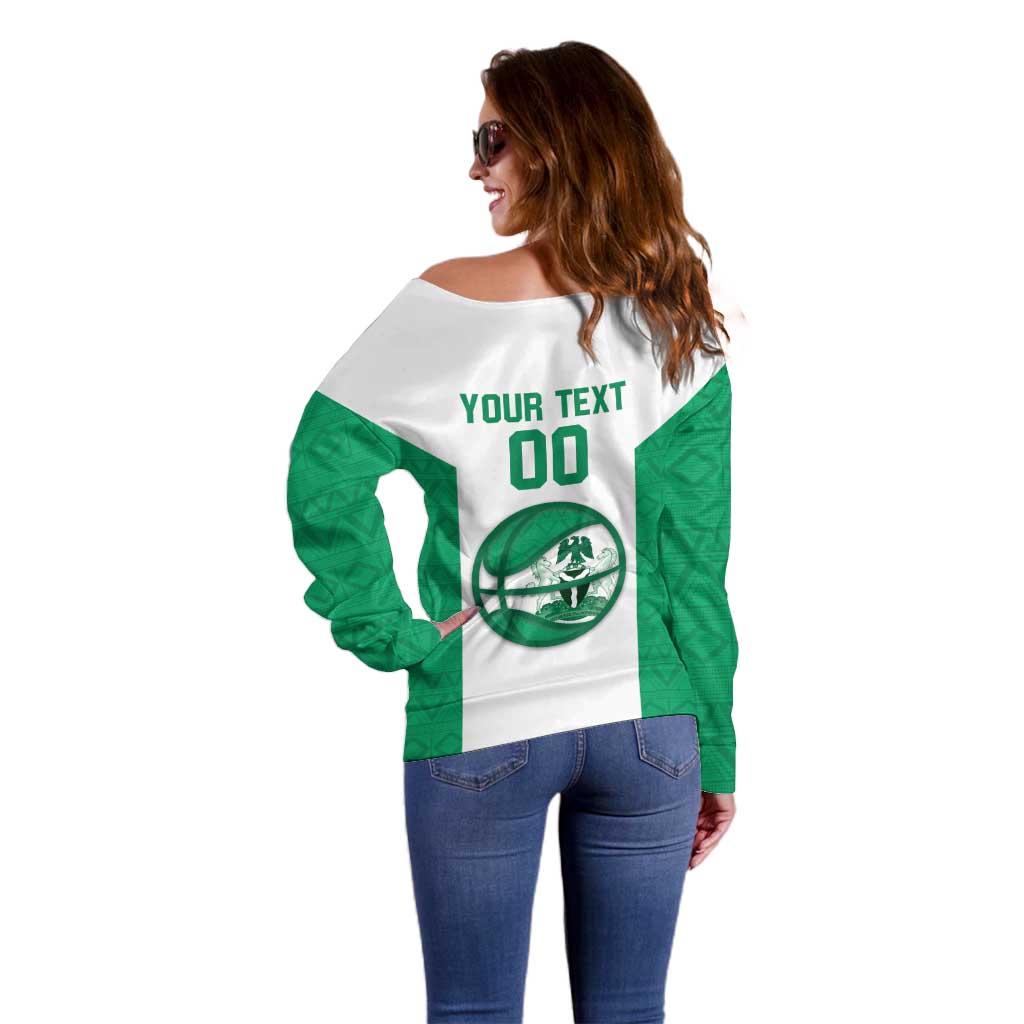 Nigeria Basketball Custom Off Shoulder Sweater Come On Tigers - Wonder Print Shop