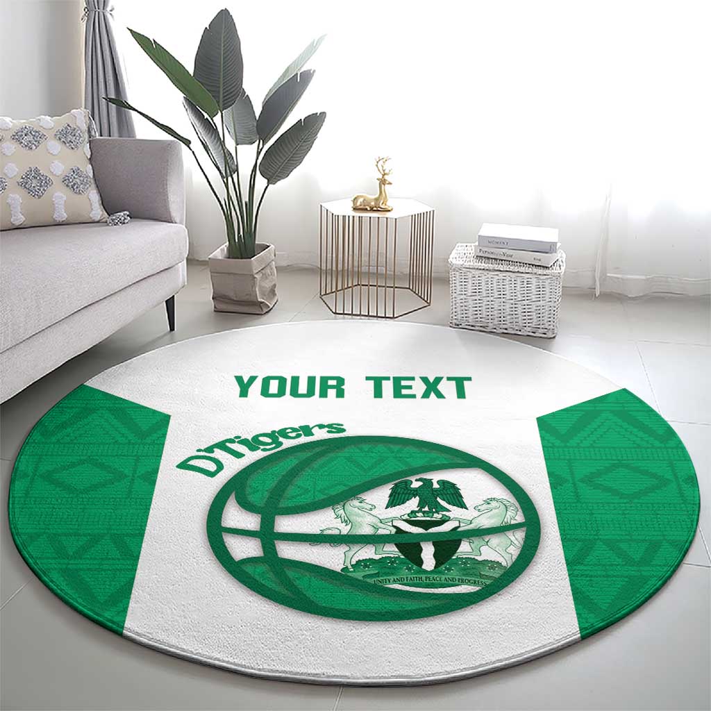 Nigeria Basketball Custom Round Carpet Come On Tigers - Wonder Print Shop