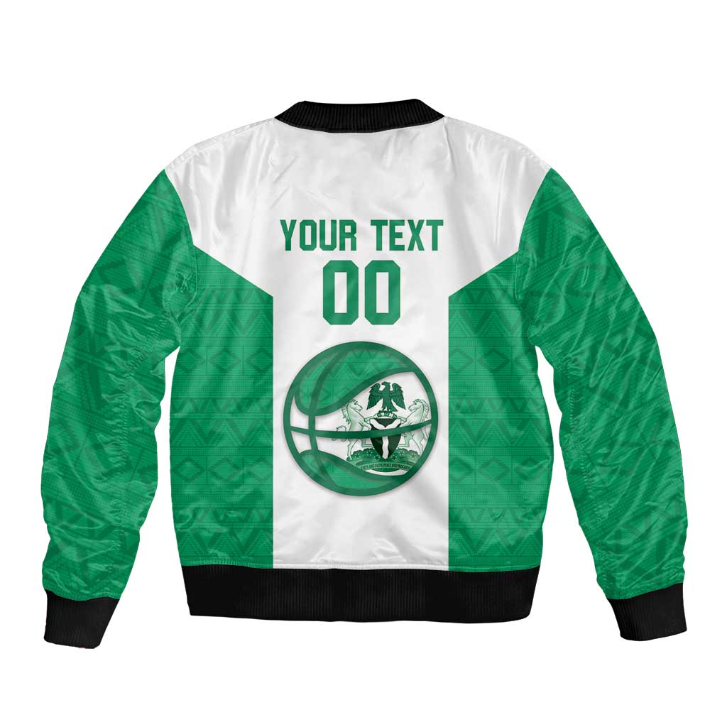 Nigeria Basketball Custom Sleeve Zip Bomber Jacket Come On Tigers - Wonder Print Shop