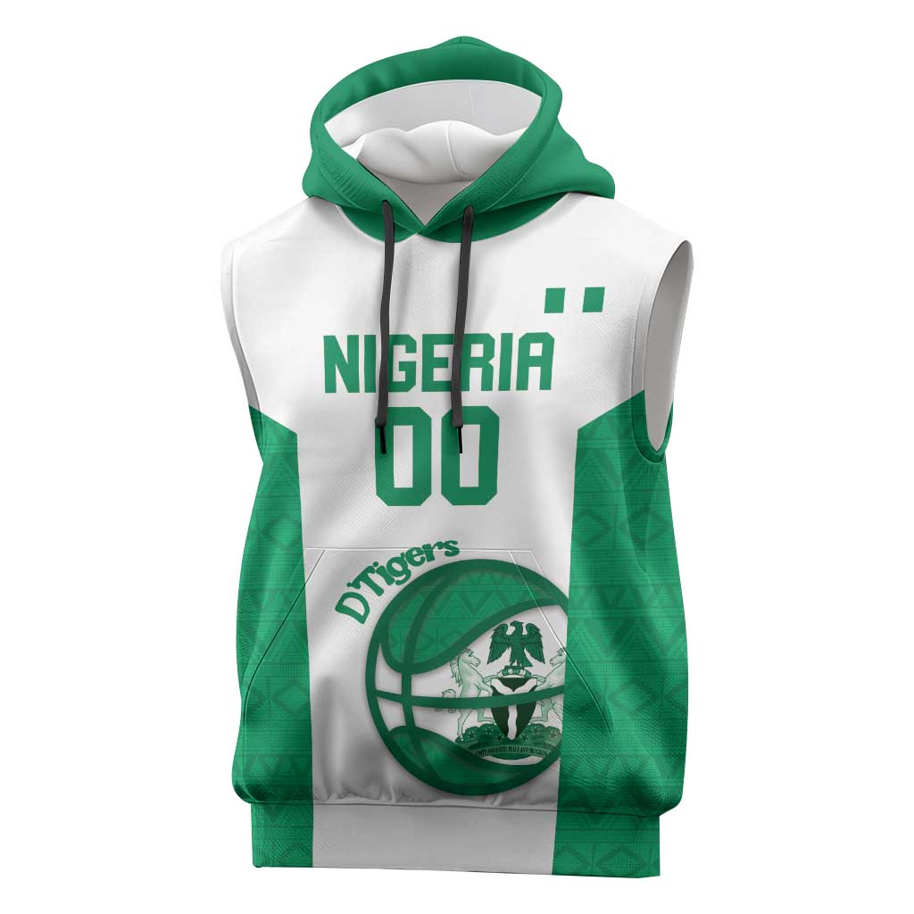 Nigeria Basketball Custom Sleeveless Hoodie Come On Tigers - Wonder Print Shop