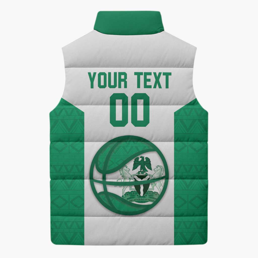 Nigeria Basketball Custom Sleeveless Puffer Jacket Come On Tigers - Wonder Print Shop