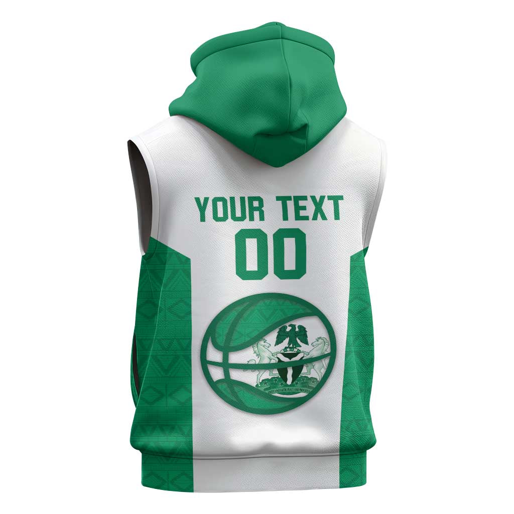 Nigeria Basketball Custom Sleeveless Zip Hoodie Come On Tigers - Wonder Print Shop