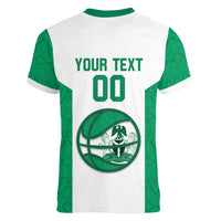 Nigeria Basketball Custom Women V-Neck T-Shirt Come On Tigers - Wonder Print Shop