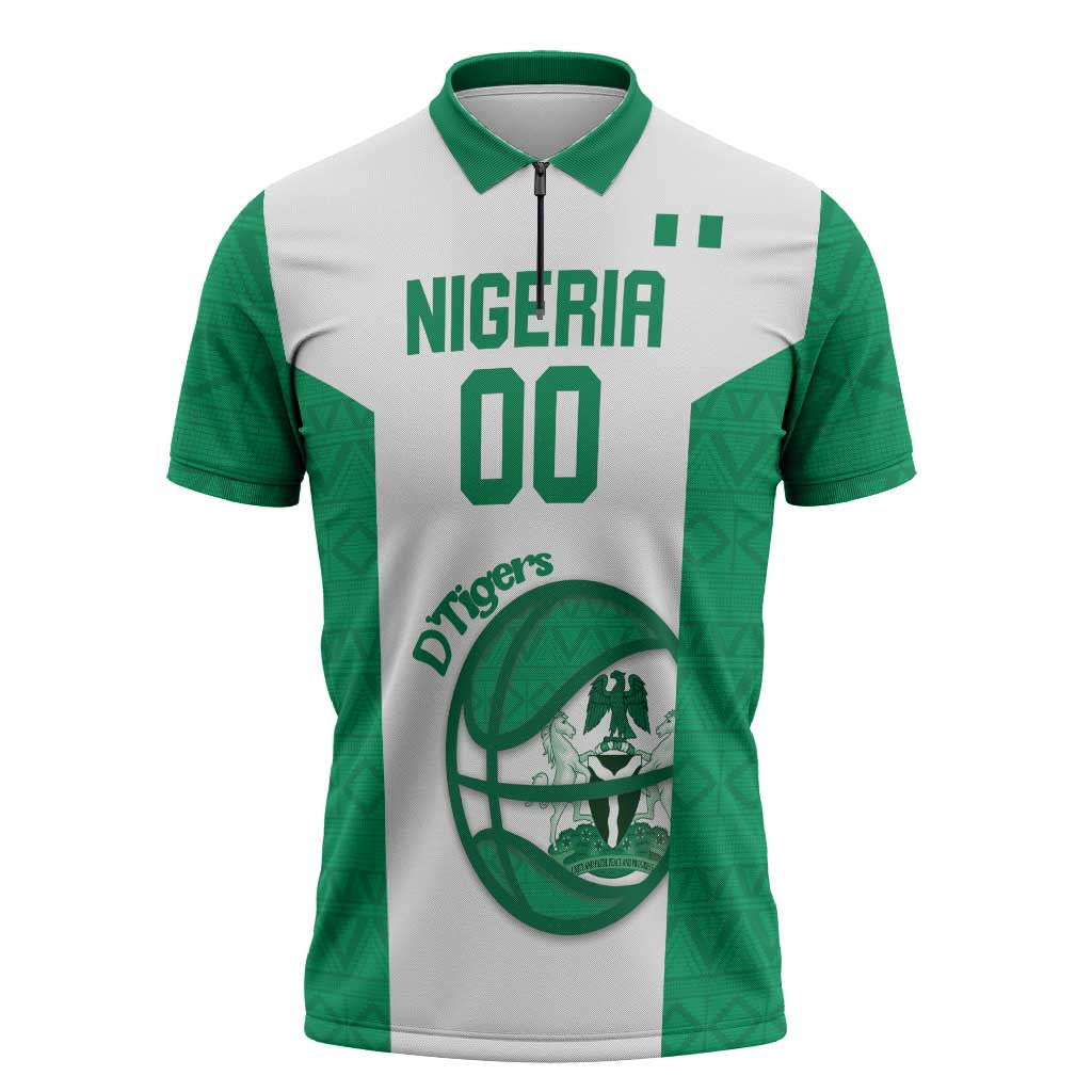 Nigeria Basketball Custom Zipper Polo Shirt Come On Tigers - Wonder Print Shop
