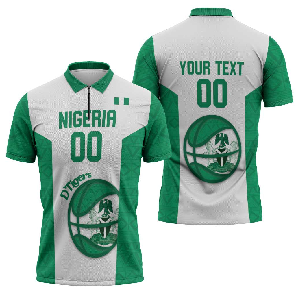 Nigeria Basketball Custom Zipper Polo Shirt Come On Tigers - Wonder Print Shop