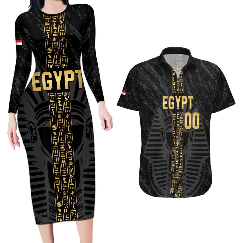 Egypt Basketball Custom Couples Matching Long Sleeve Bodycon Dress and Hawaiian Shirt Come On Pharaohs - Wonder Print Shop
