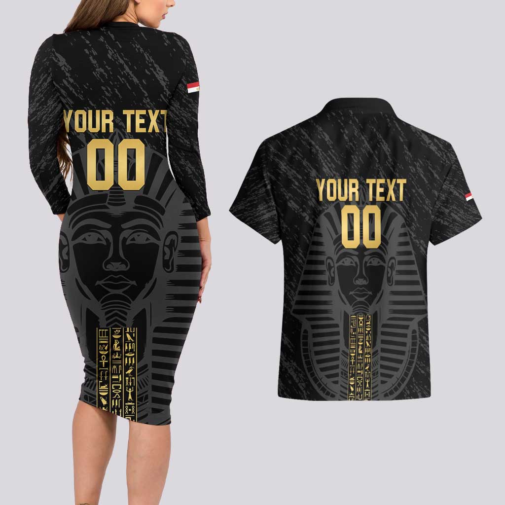 Egypt Basketball Custom Couples Matching Long Sleeve Bodycon Dress and Hawaiian Shirt Come On Pharaohs - Wonder Print Shop