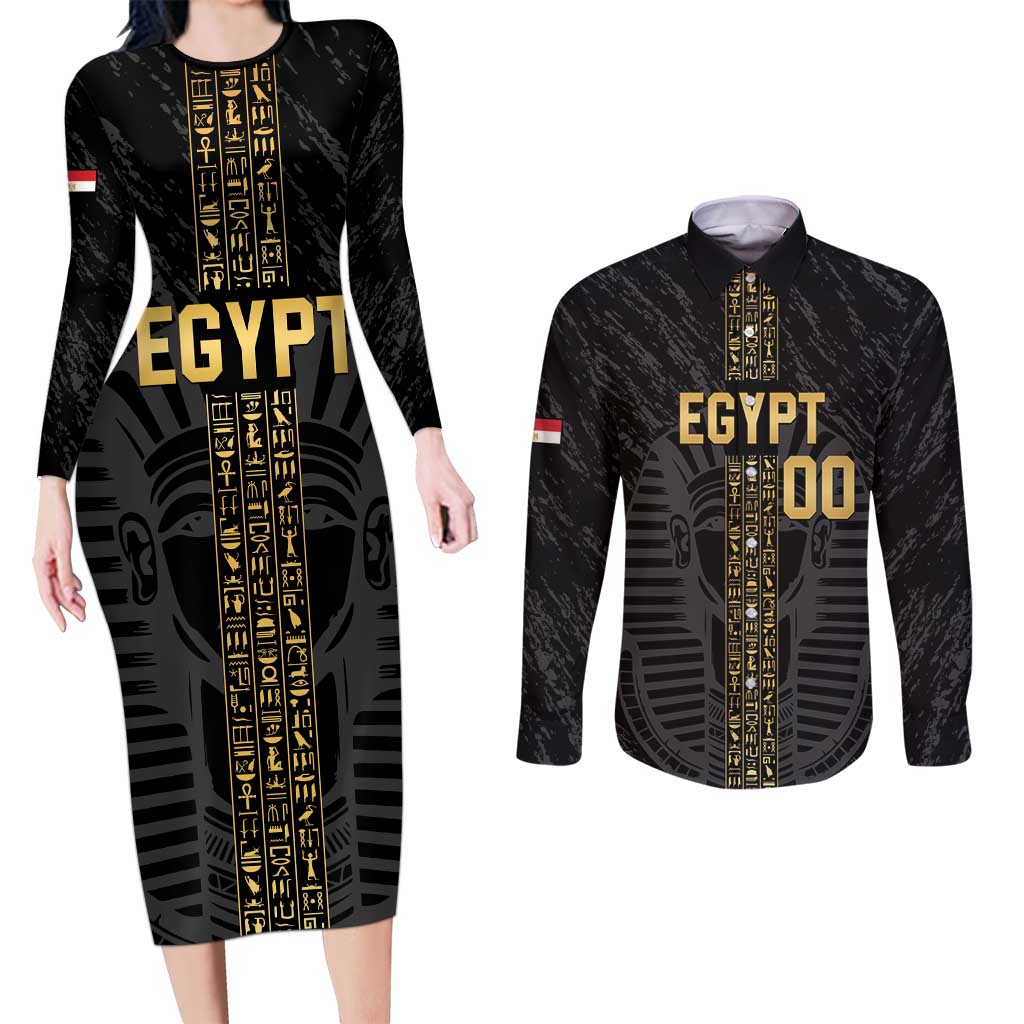 Egypt Basketball Custom Couples Matching Long Sleeve Bodycon Dress and Long Sleeve Button Shirt Come On Pharaohs - Wonder Print Shop