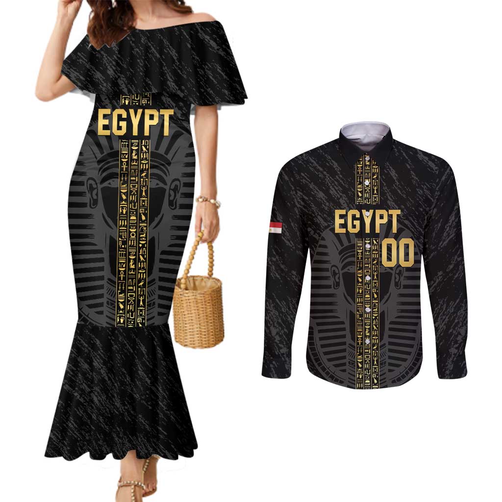 Egypt Basketball Custom Couples Matching Mermaid Dress and Long Sleeve Button Shirt Come On Pharaohs - Wonder Print Shop