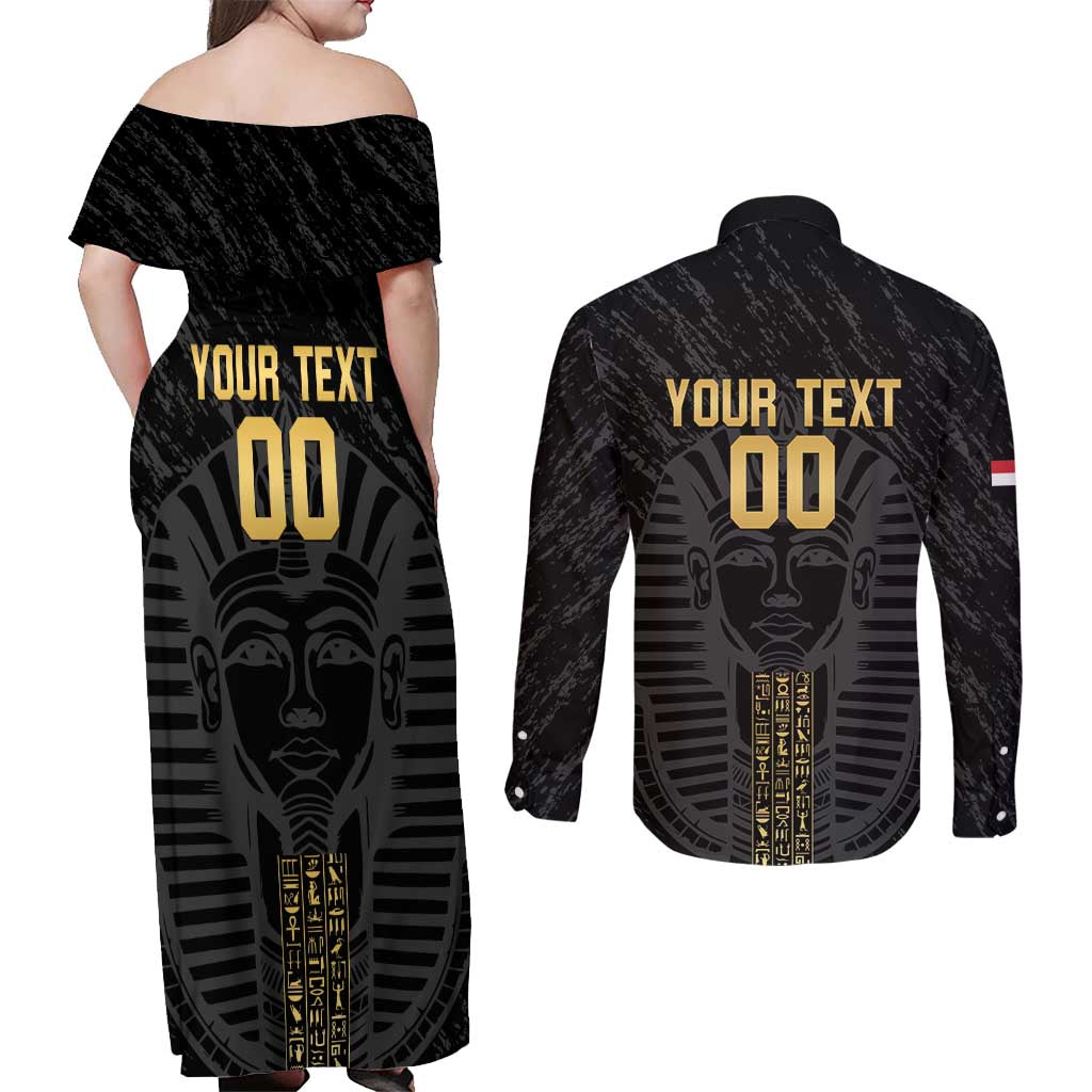 Egypt Basketball Custom Couples Matching Off Shoulder Maxi Dress and Long Sleeve Button Shirt Come On Pharaohs - Wonder Print Shop