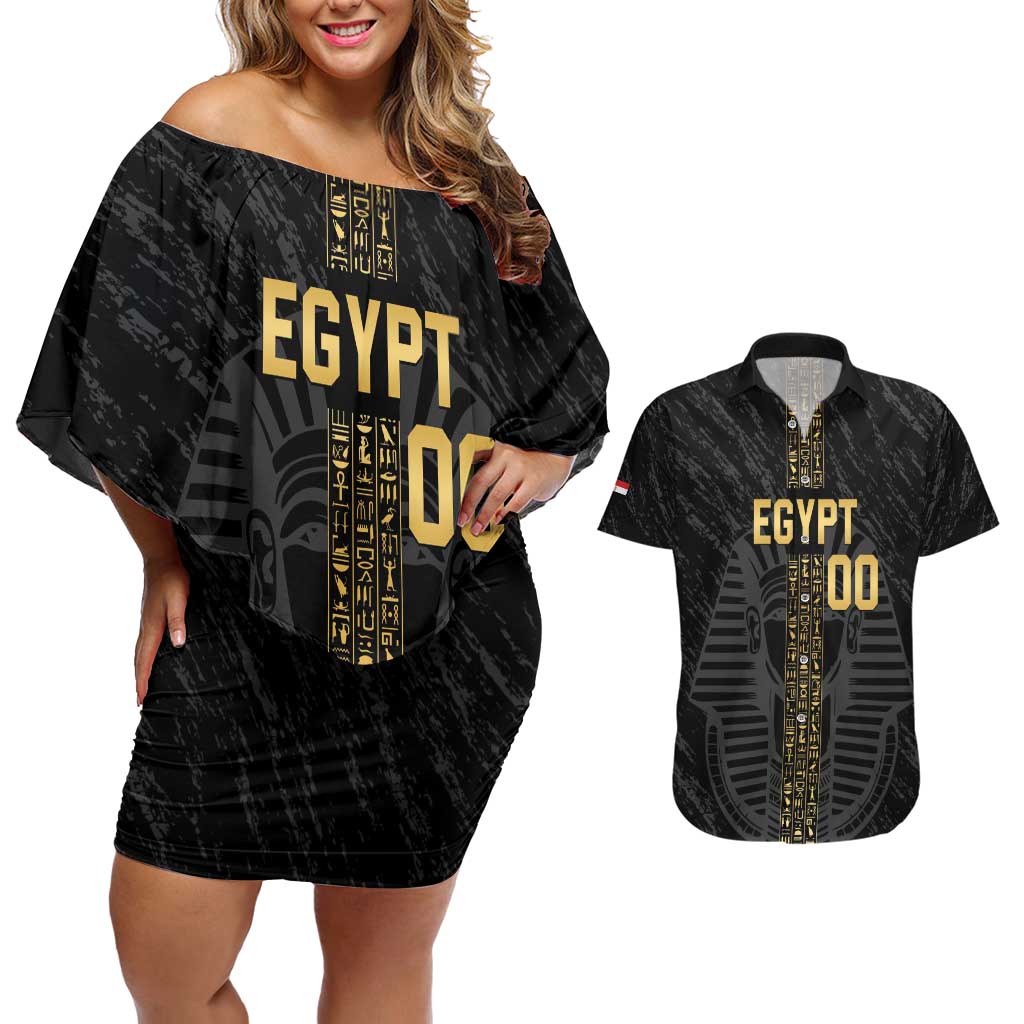 Egypt Basketball Custom Couples Matching Off Shoulder Short Dress and Hawaiian Shirt Come On Pharaohs - Wonder Print Shop