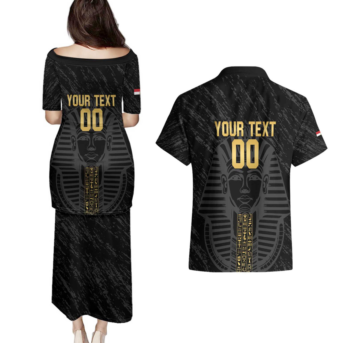 Egypt Basketball Custom Couples Matching Puletasi and Hawaiian Shirt Come On Pharaohs - Wonder Print Shop