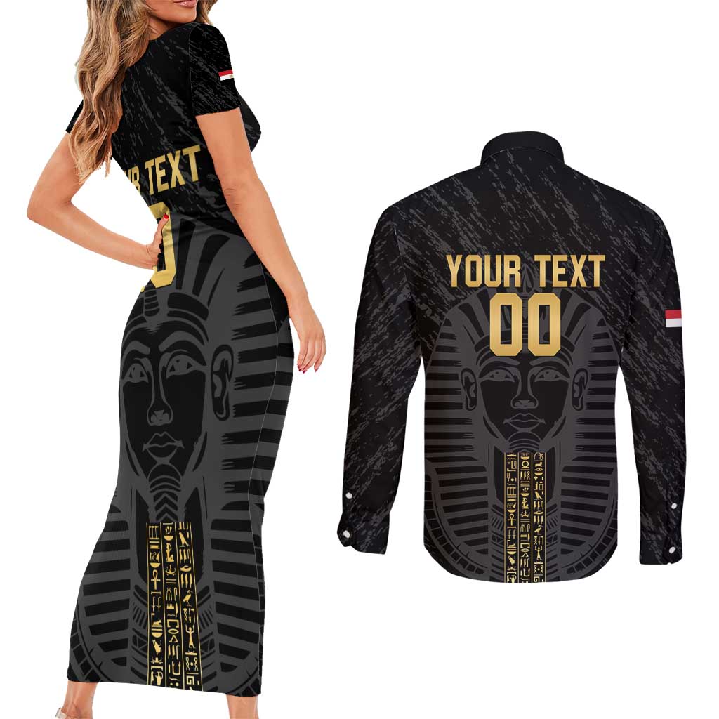 Egypt Basketball Custom Couples Matching Short Sleeve Bodycon Dress and Long Sleeve Button Shirt Come On Pharaohs - Wonder Print Shop