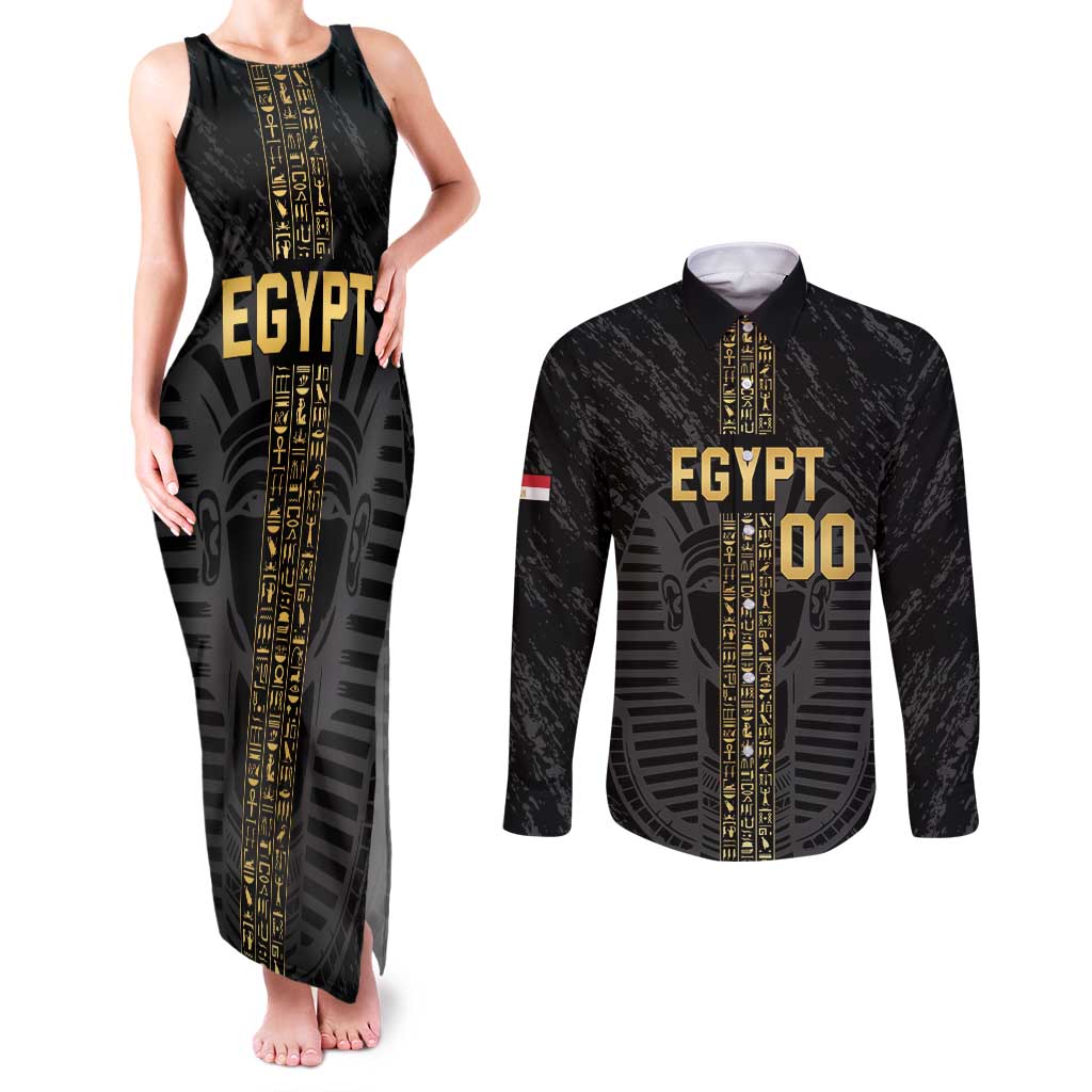 Egypt Basketball Custom Couples Matching Tank Maxi Dress and Long Sleeve Button Shirt Come On Pharaohs - Wonder Print Shop