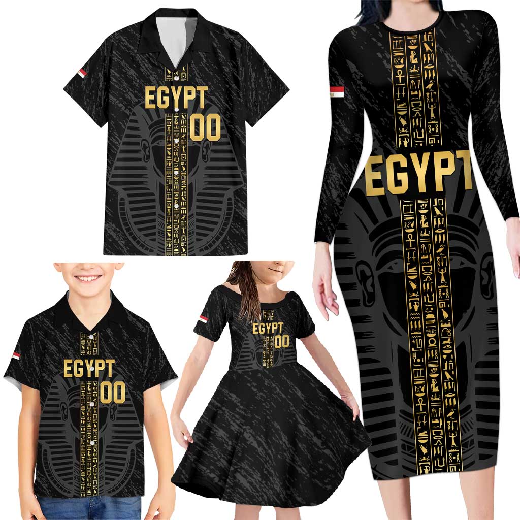 Egypt Basketball Custom Family Matching Long Sleeve Bodycon Dress and Hawaiian Shirt Come On Pharaohs - Wonder Print Shop