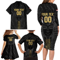 Egypt Basketball Custom Family Matching Long Sleeve Bodycon Dress and Hawaiian Shirt Come On Pharaohs - Wonder Print Shop