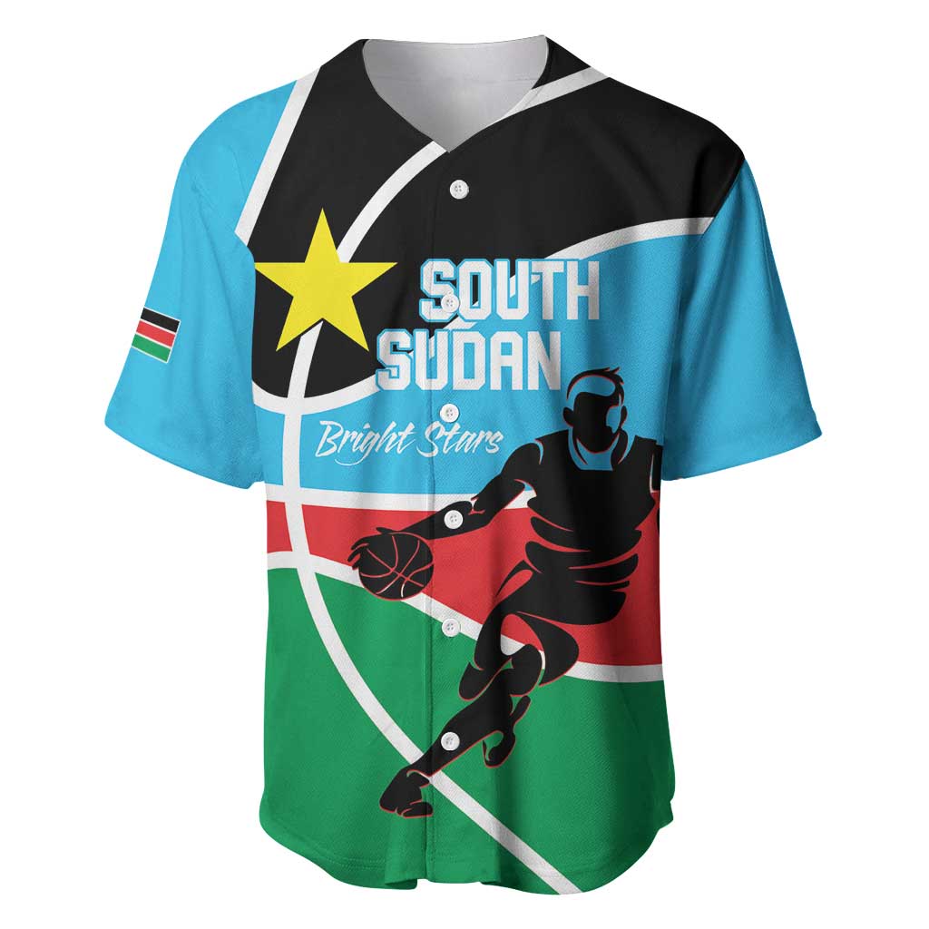 South Sudan Basketball Custom Baseball Jersey Come On Bright Stars - Wonder Print Shop