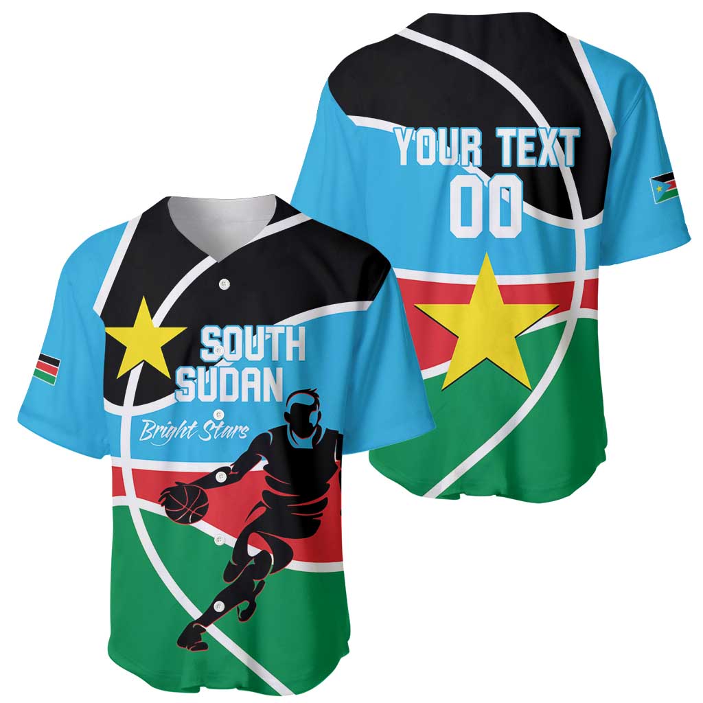 South Sudan Basketball Custom Baseball Jersey Come On Bright Stars - Wonder Print Shop
