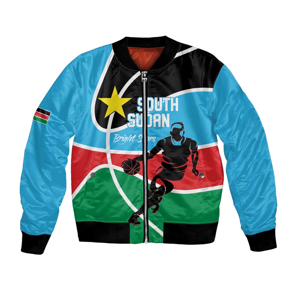 South Sudan Basketball Custom Bomber Jacket Come On Bright Stars - Wonder Print Shop