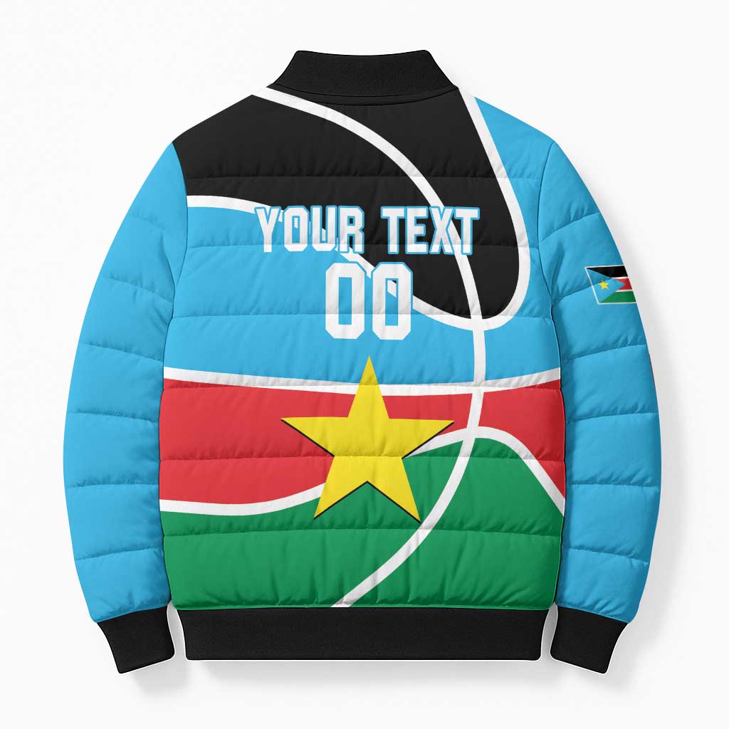 South Sudan Basketball Custom Bomber Puffer Jacket Come On Bright Stars - Wonder Print Shop
