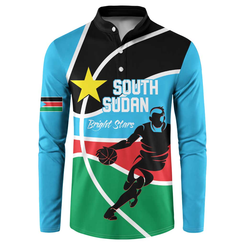 South Sudan Basketball Custom Button Sweatshirt Come On Bright Stars - Wonder Print Shop