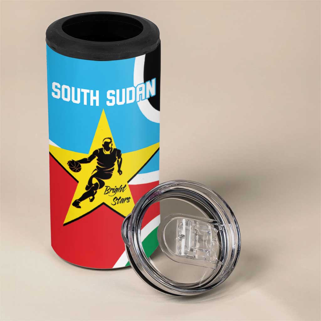 South Sudan Basketball Custom 4 in 1 Can Cooler Tumbler Come On Bright Stars - Wonder Print Shop
