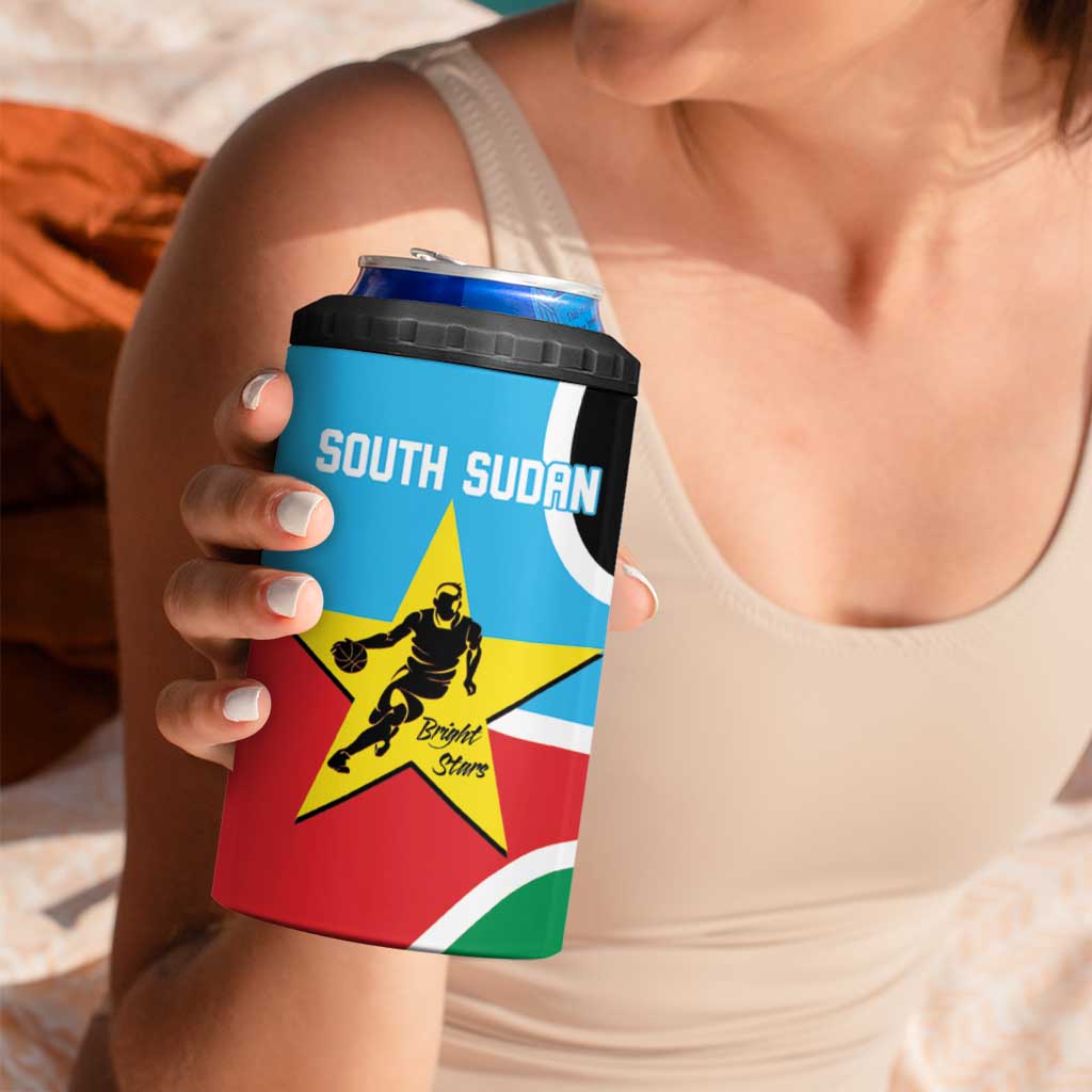 South Sudan Basketball Custom 4 in 1 Can Cooler Tumbler Come On Bright Stars - Wonder Print Shop