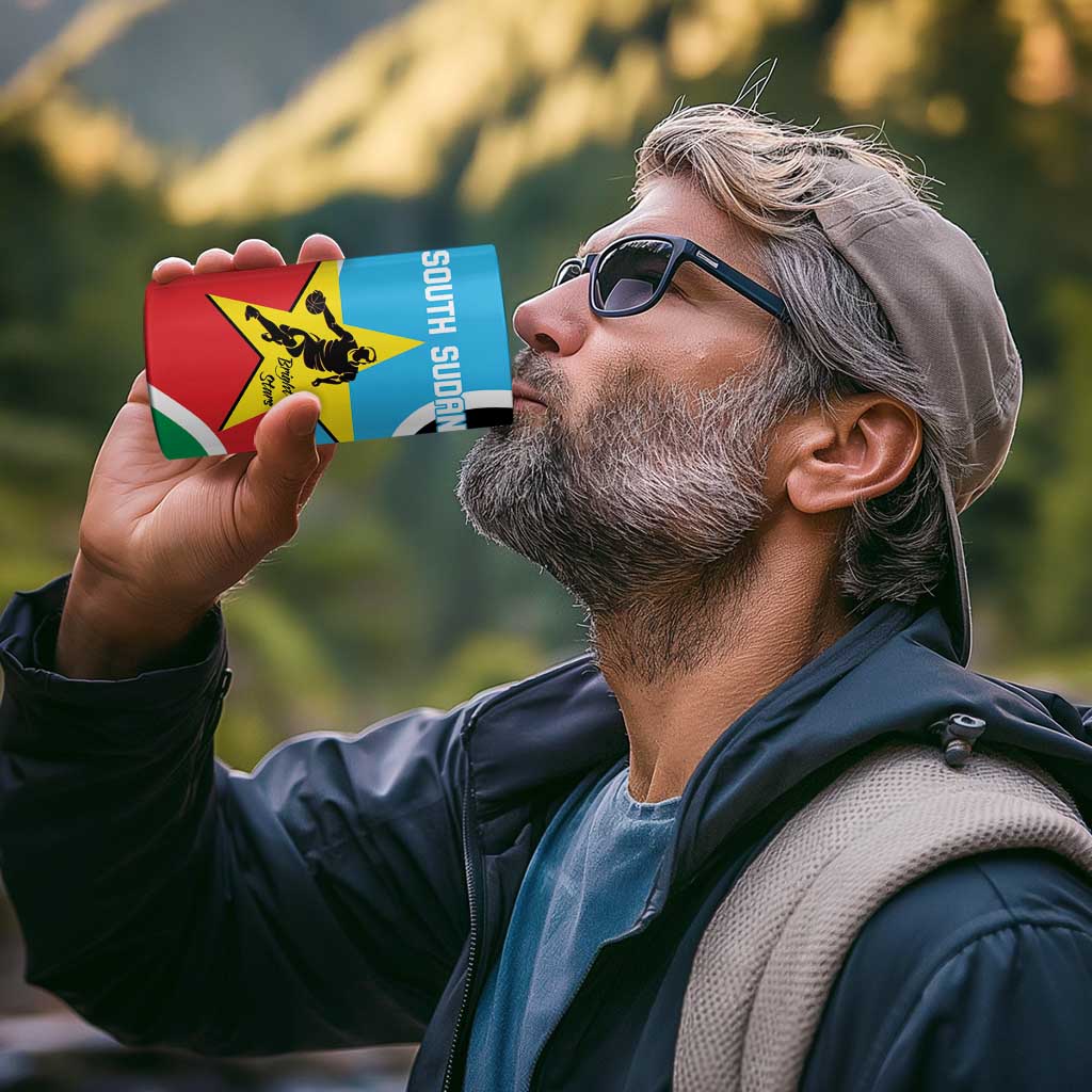 South Sudan Basketball Custom 4 in 1 Can Cooler Tumbler Come On Bright Stars - Wonder Print Shop