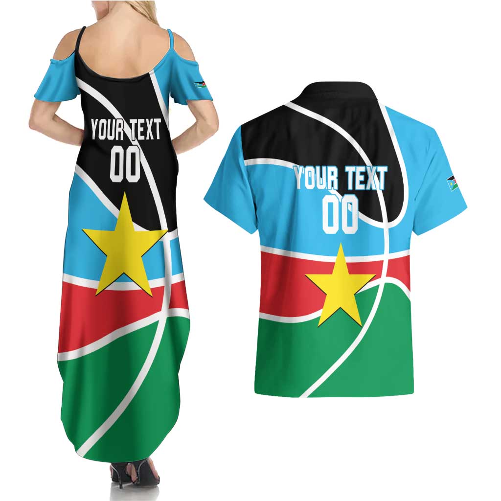 South Sudan Basketball Custom Couples Matching Summer Maxi Dress and Hawaiian Shirt Come On Bright Stars - Wonder Print Shop