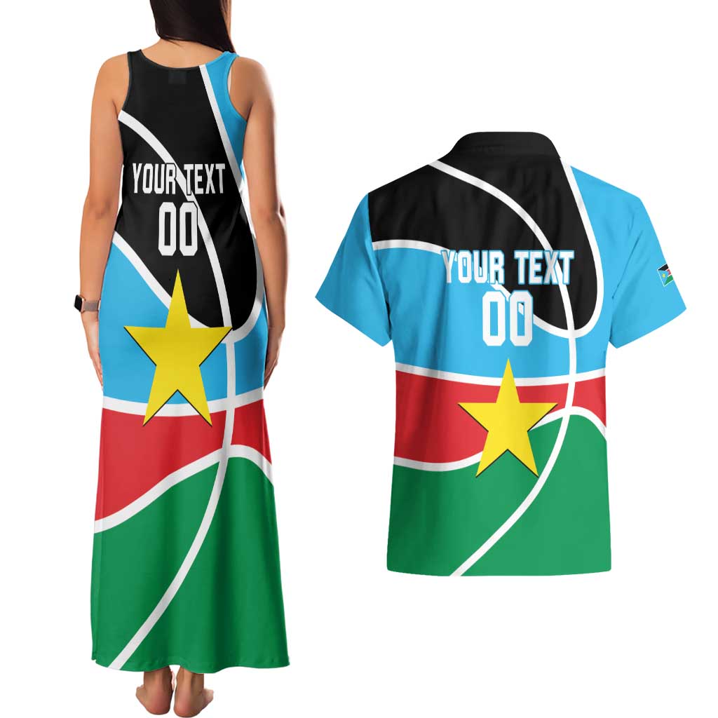 South Sudan Basketball Custom Couples Matching Tank Maxi Dress and Hawaiian Shirt Come On Bright Stars - Wonder Print Shop