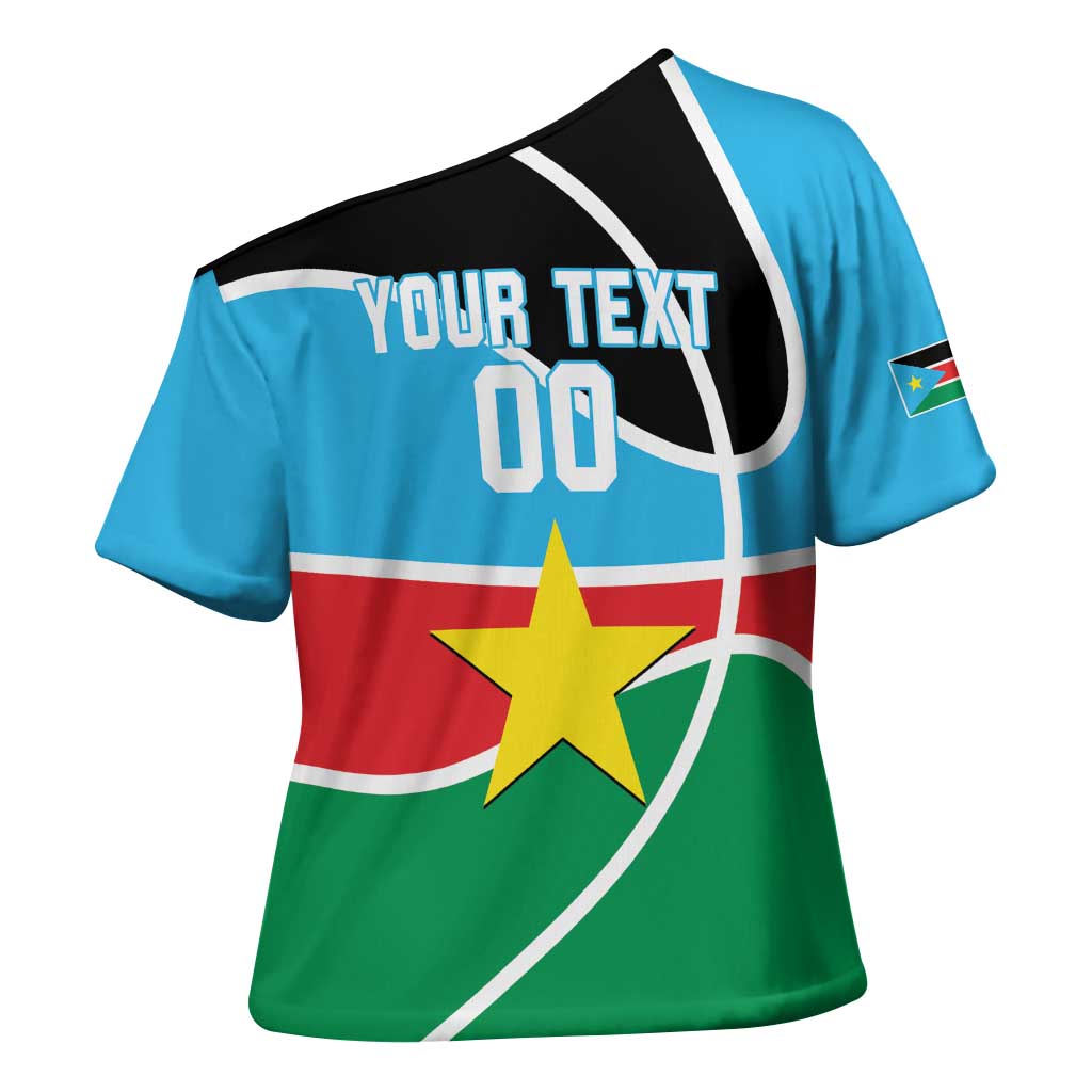 South Sudan Basketball Custom Cross Shoulder Shirt Come On Bright Stars - Wonder Print Shop