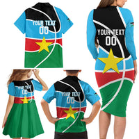 South Sudan Basketball Custom Family Matching Long Sleeve Bodycon Dress and Hawaiian Shirt Come On Bright Stars - Wonder Print Shop