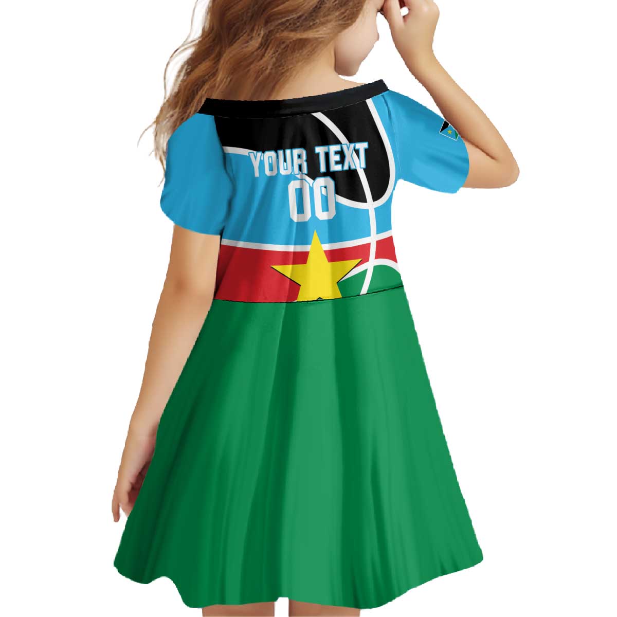 South Sudan Basketball Custom Family Matching Off The Shoulder Long Sleeve Dress and Hawaiian Shirt Come On Bright Stars - Wonder Print Shop