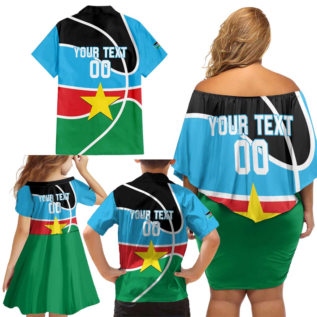 South Sudan Basketball Custom Family Matching Off Shoulder Short Dress and Hawaiian Shirt Come On Bright Stars - Wonder Print Shop