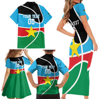 South Sudan Basketball Custom Family Matching Short Sleeve Bodycon Dress and Hawaiian Shirt Come On Bright Stars - Wonder Print Shop
