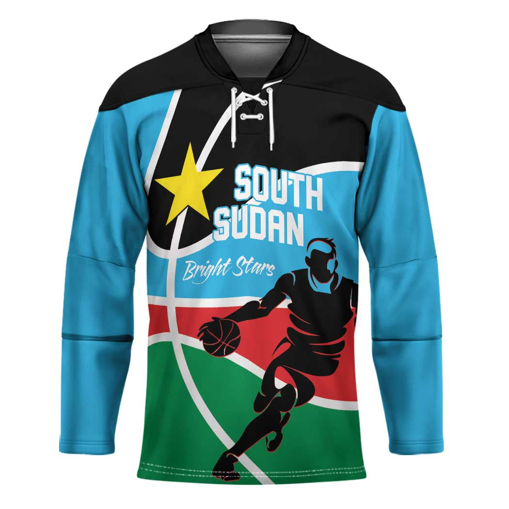 South Sudan Basketball Custom Hockey Jersey Come On Bright Stars - Wonder Print Shop